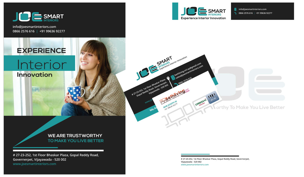 joe smart interior, bethliving, Business Card Designer, Branding Designing in Vijayawada, Logo Designer in Vijayawada